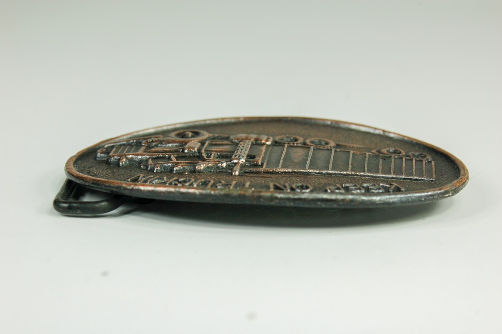 Keep on Trucking Tractor Trailer copper color western belt buckle