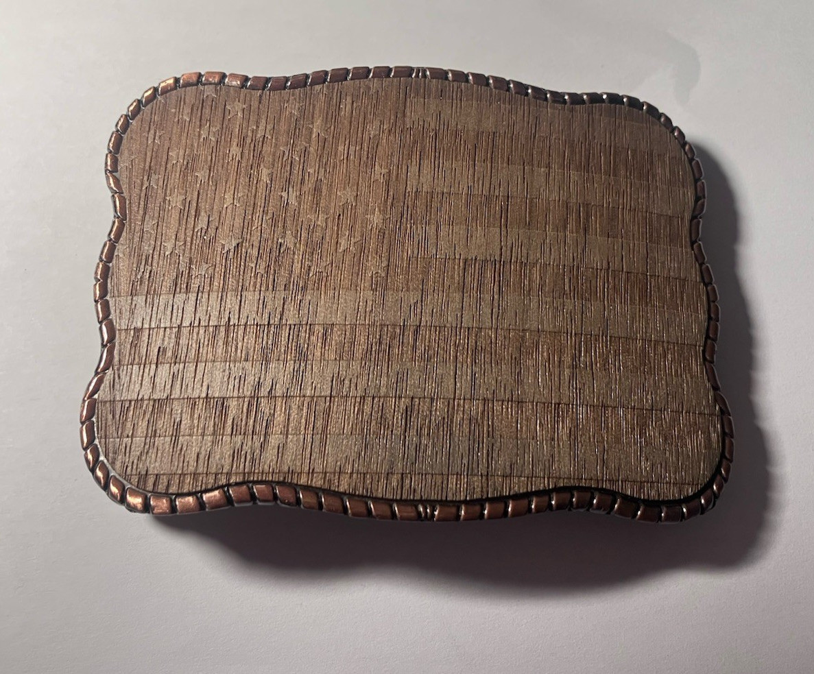 Laser Etched Walnut Wood American Flag Wallet Belt Buckle