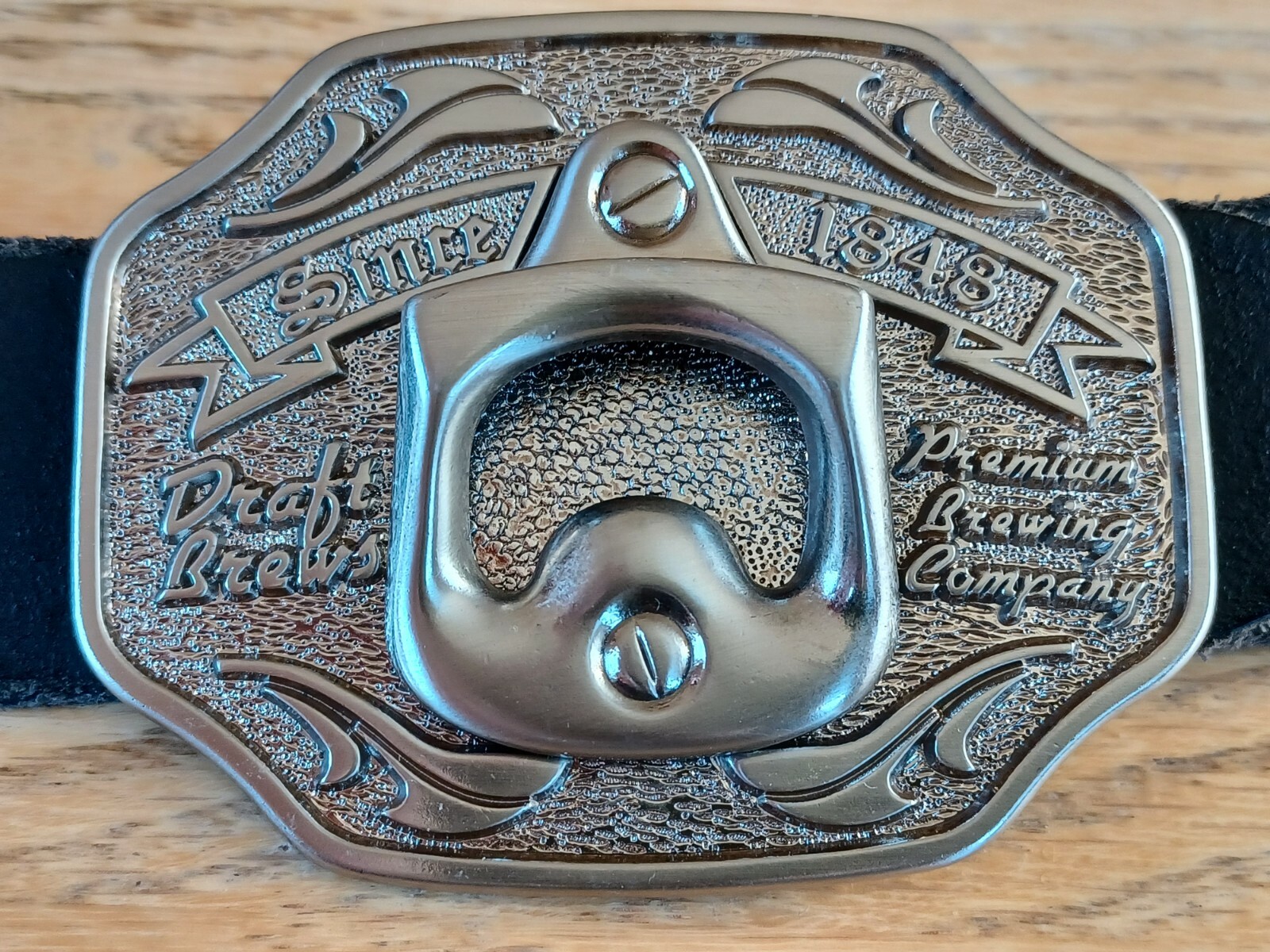 Draft Brews Premium Brewing Company Belt Buckle Beer Bottle Opener Since 1848 
