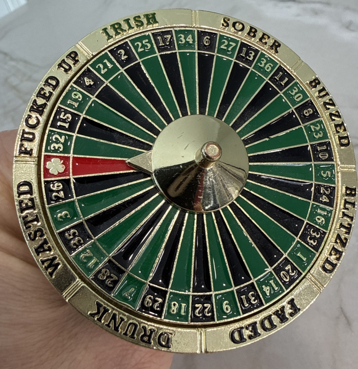 2012 Metal Body Rage 3&Prime; Gold Spinning Roulette Wheel Casino Drinking Belt Buckle