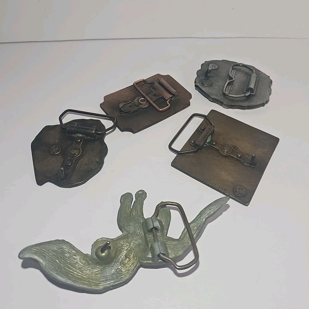 Truckers Belt Buckle Retro Hipster Hunter Cowboy Very Rare Set Of 5