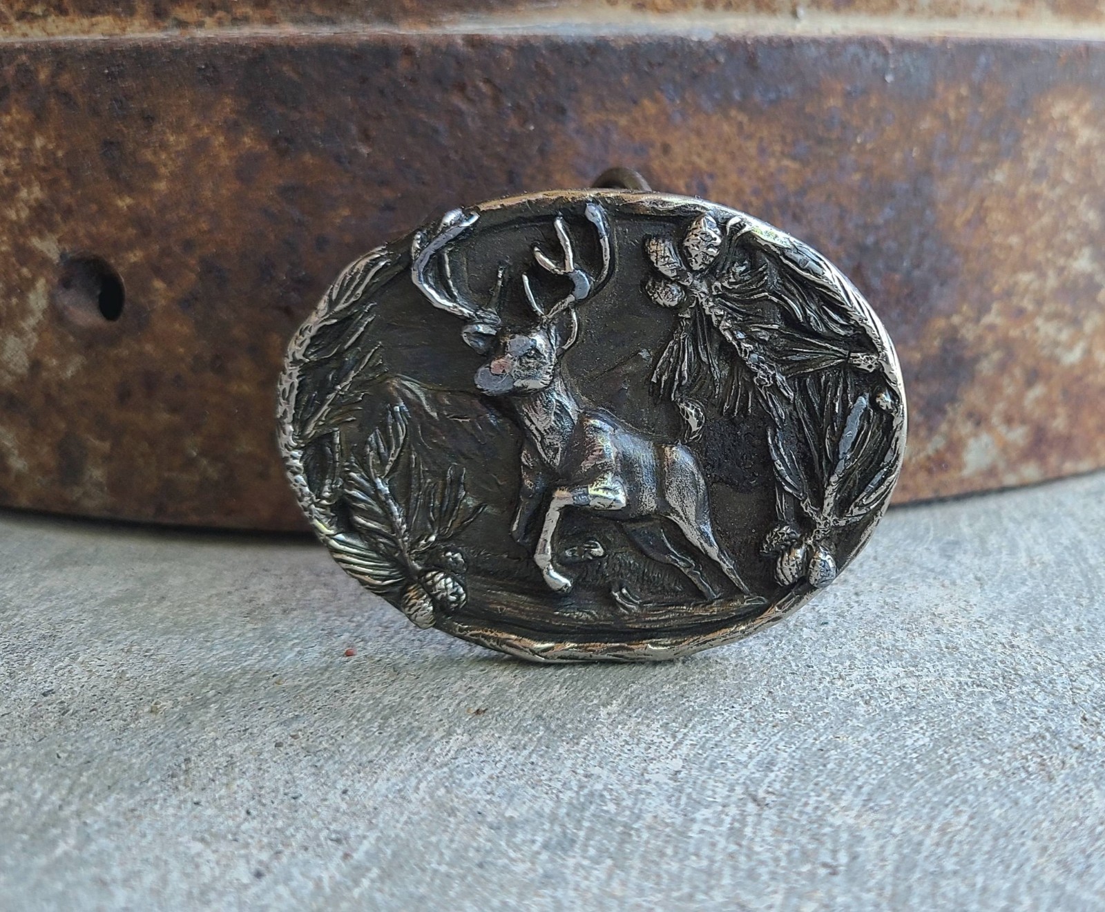 VINTAGE 1643 Brass Deer Buckle- THE GREAT AMERICAN BUCKLE CO- copyright 1986