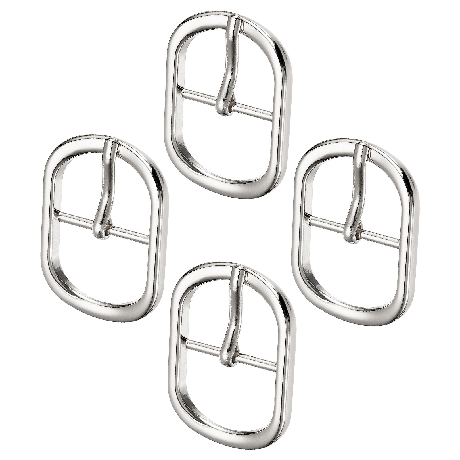 0.94&Prime; Single Prong Belt Buckle Silver DIY Oval Center Bar Buckle , 4Pcs