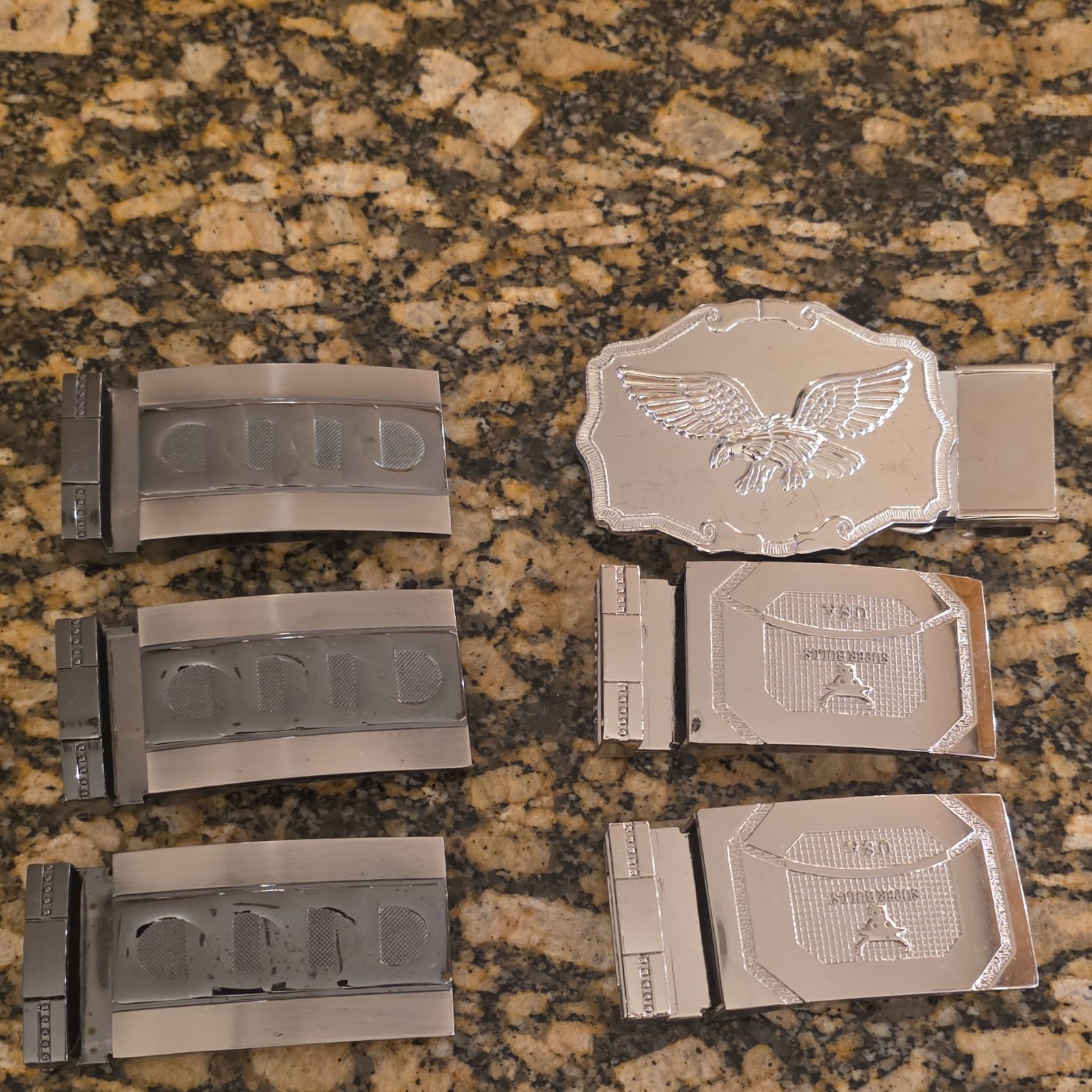 Men&rsquo;s Silver Metal Belt Buckles Lot of 6 Eagle Patriotic Fits 1.5 in