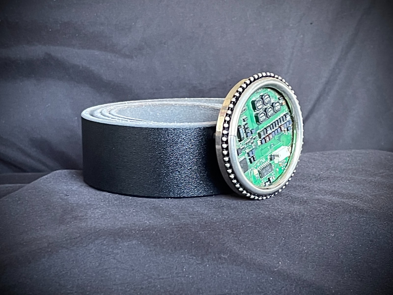 Industrial Circuit Board Belt Buckle OOAK Darren McNeese 2.5” Round