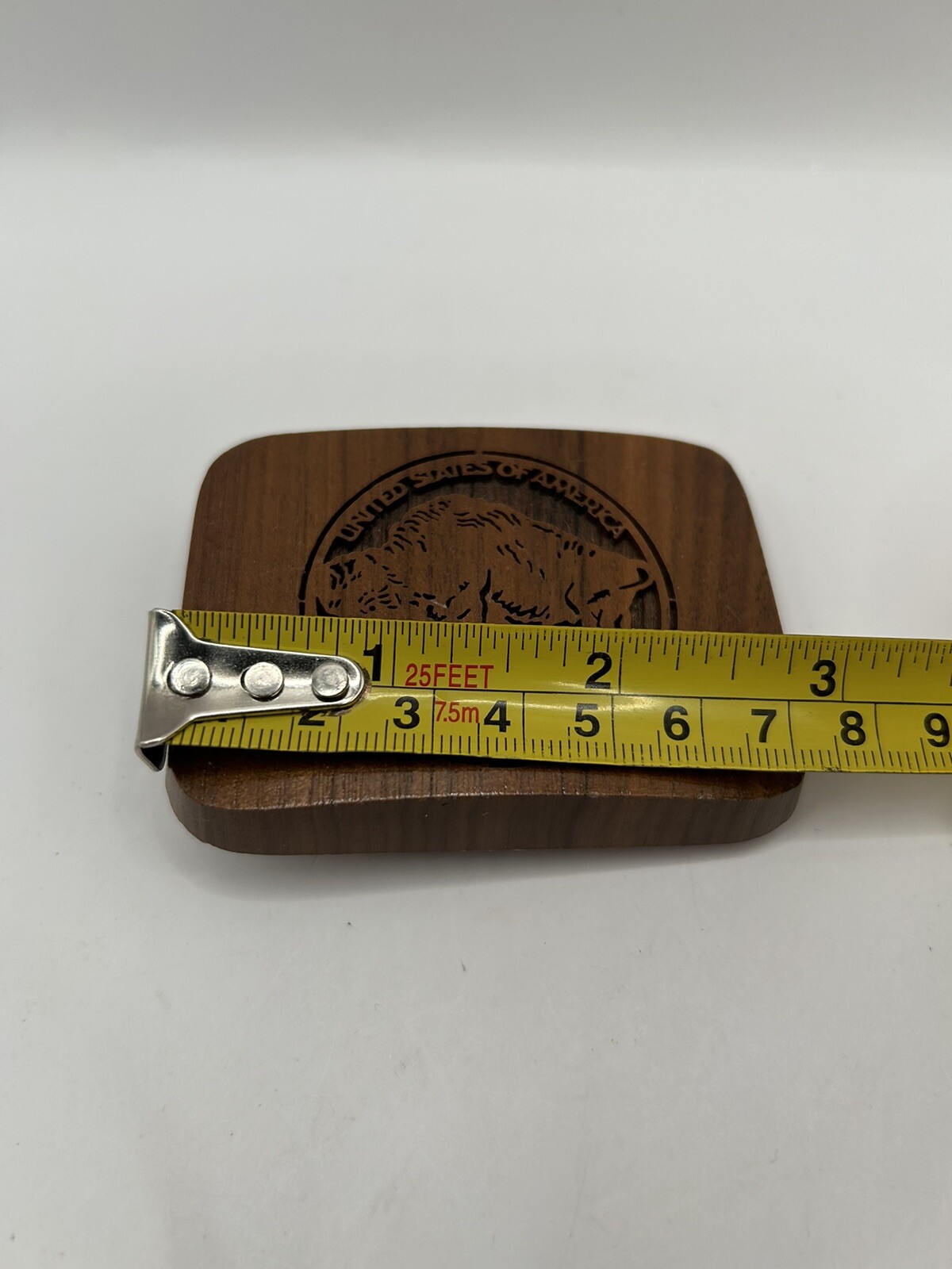 Vintage Buffalo Nickel LASER Etched Wood Belt Buckle