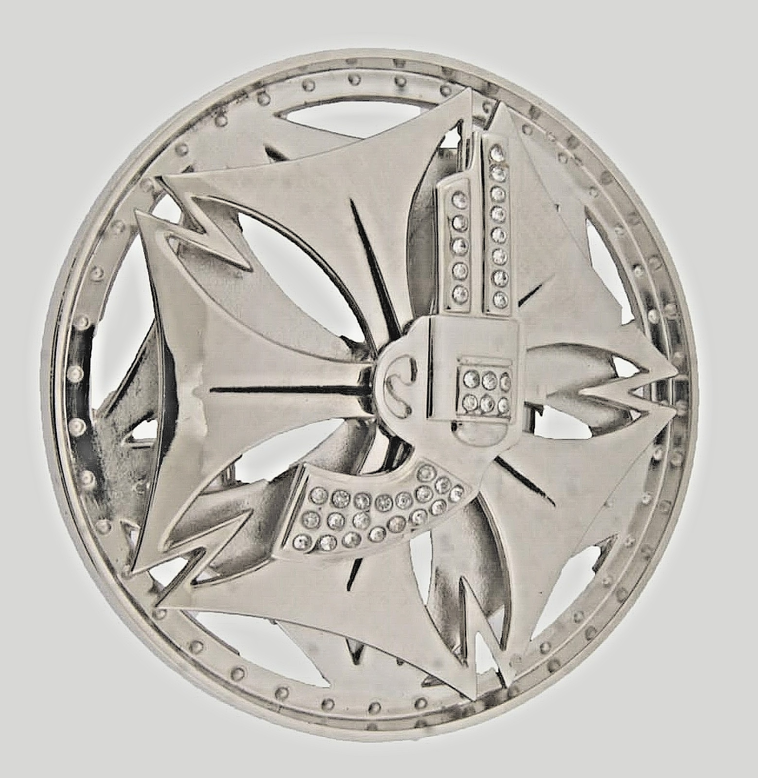 Gun Belt Buckle Vintage Spinners Silver Metal Men Women Western Rodeo Cowboy