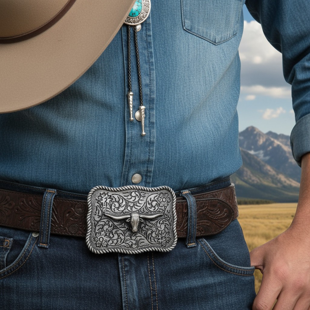 Men Buckle Silver Metal Bull Western Fashion Texas Long Horn Cow Gift Present TX