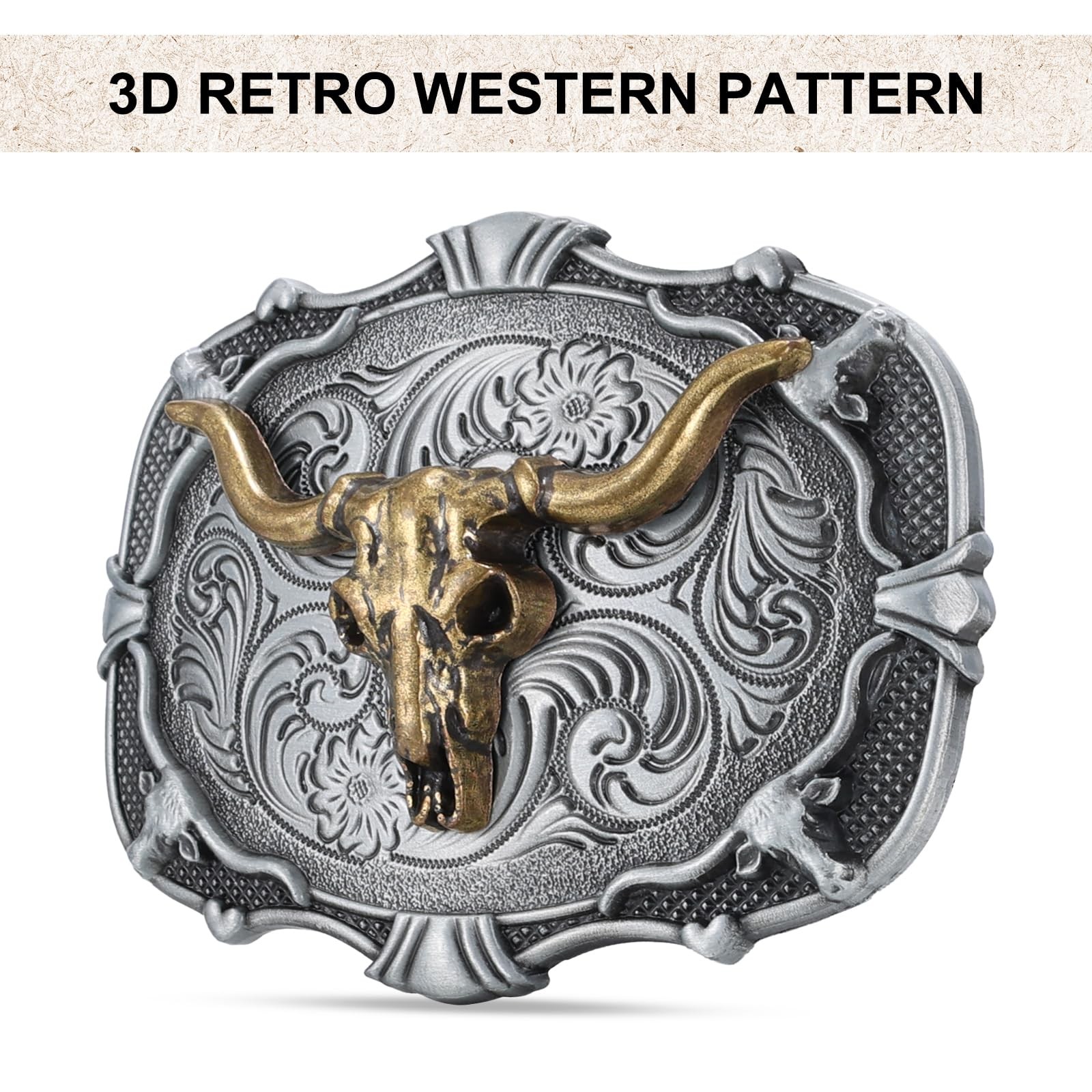 LALATCH Western Cowboy Belt Buckle for Men Vintage Medium, Bronze Bull