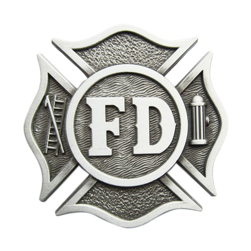 Antique Silver Vintage Style Fire Fighter Dept Hero Belt Buckle