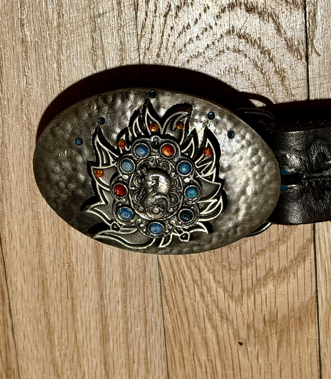 Western Leather 41” Belt w/ Tanside Buckle Egyptian Pharaoh Made In USA DD162