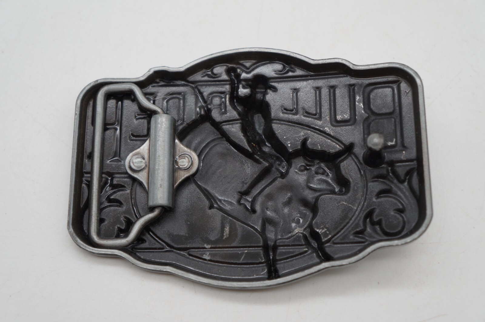 Bull Rider Belt Buckle Cowboy Rodeo Outdoor 3D Blue Enameled
