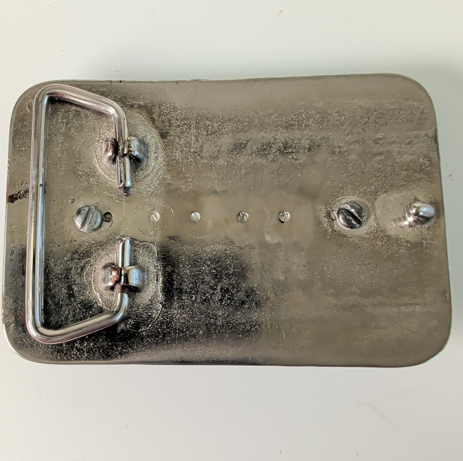 Vintage Landscape Jasper Stone Western Silver Tone Belt Buckle