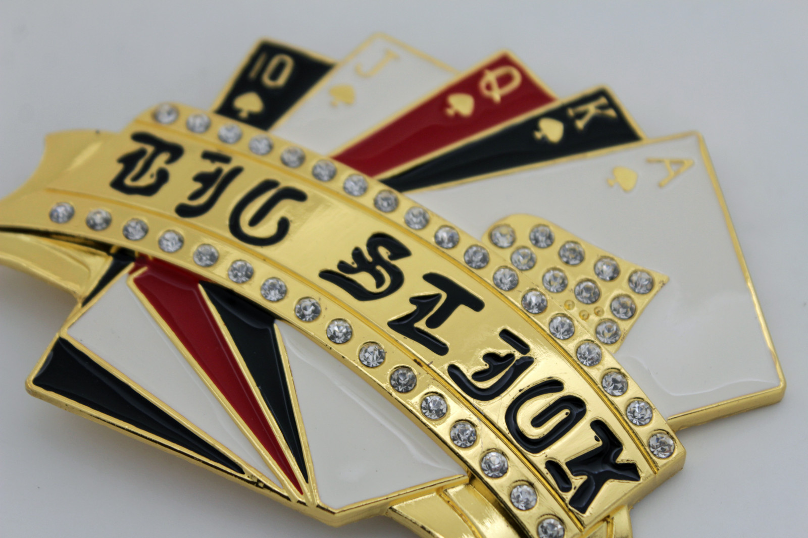Men Women Gold Metal Casino Cards Belt Buckle Luck Royal Flush Vegas Statement