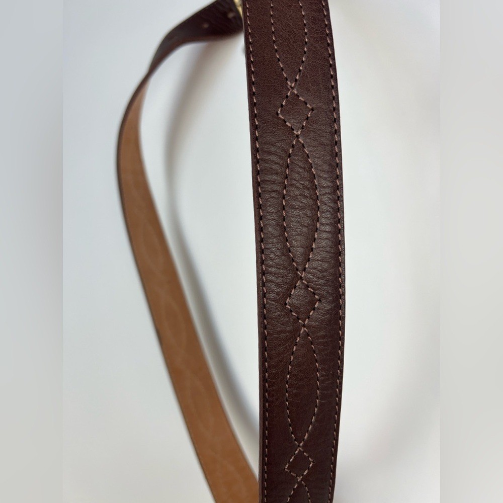 Brown Buffalo Leather Belt Cuero de Búfalo Brass Buckle Size 110 /47.5&Prime; x 1-3/8&Prime;