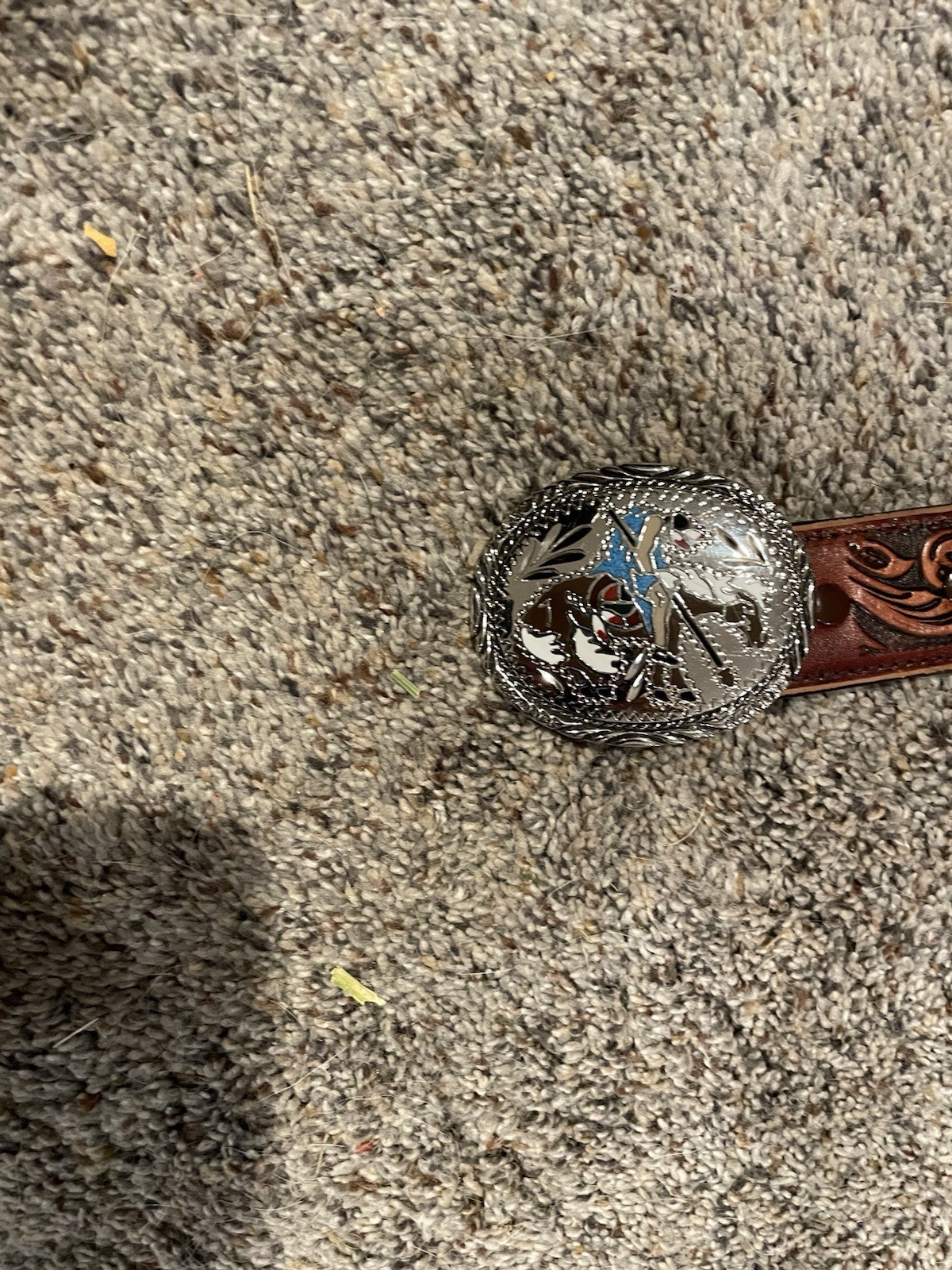 End of the Trail Buckle Enlayed belt buckle