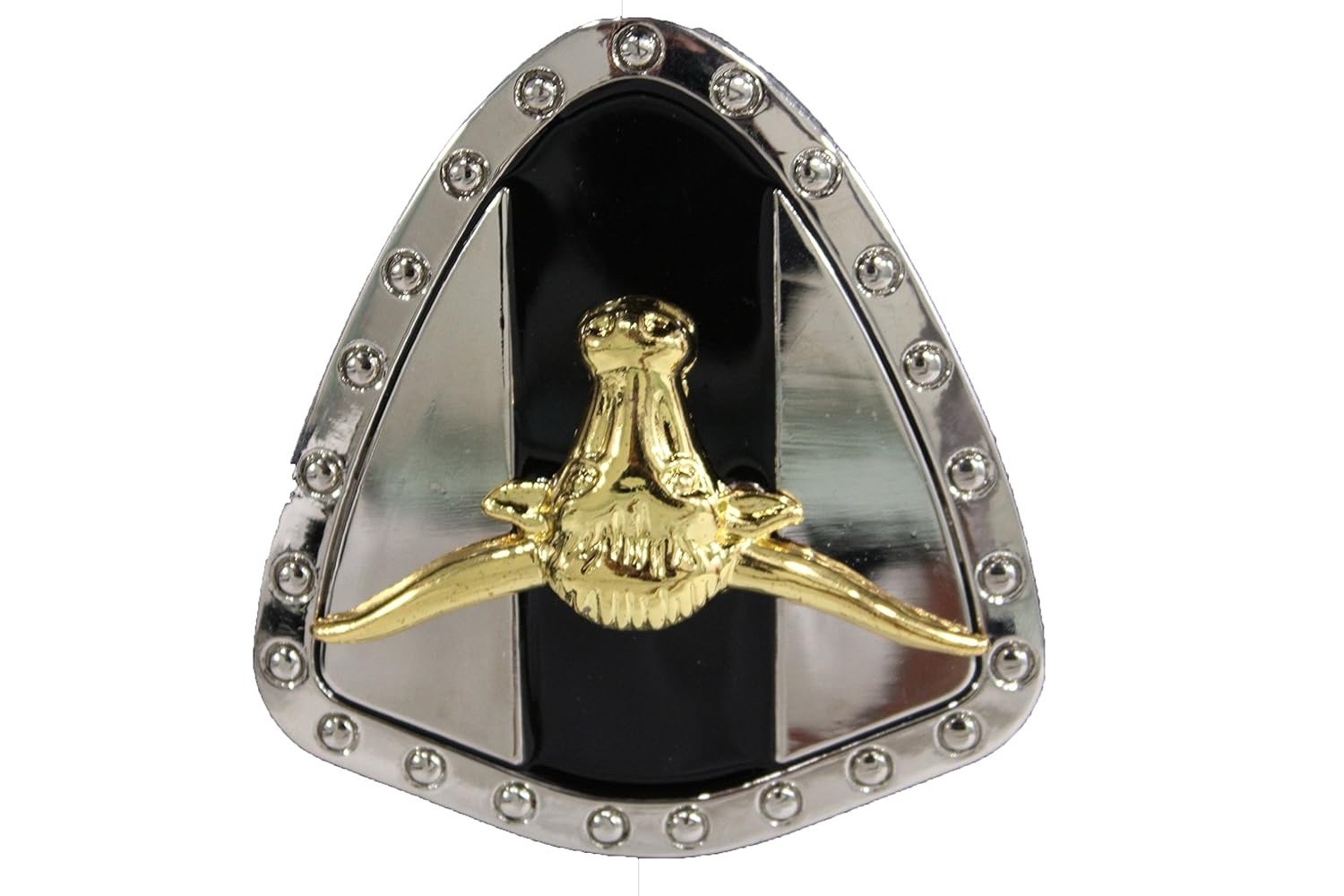 Western Silver Metal Belt Buckle Texas Long Horn Cow Bling Gold Shield
