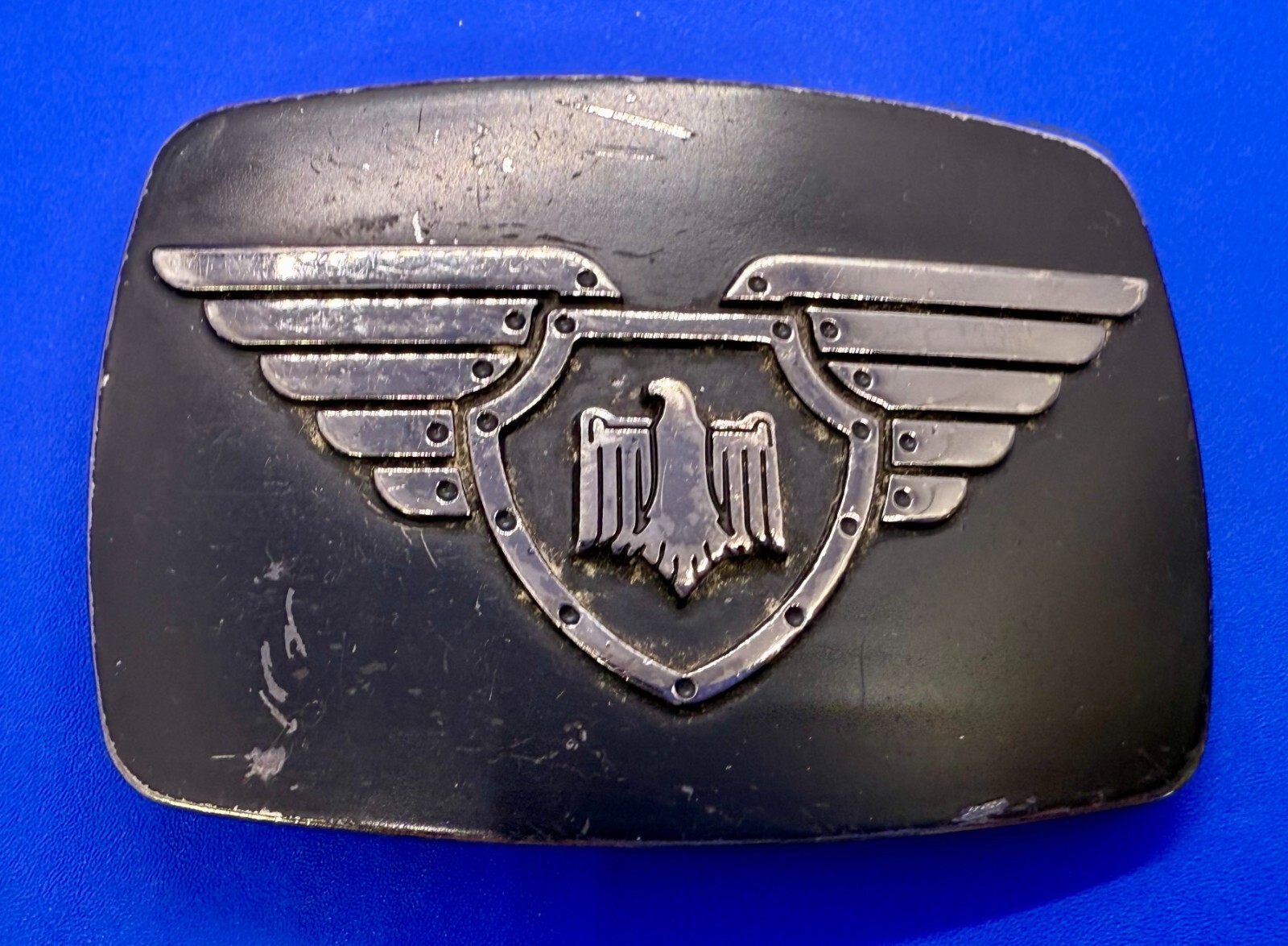 Thunderbird Shield Wings Crest Logo Enameled Belt Buckle Chrome Brand #6172