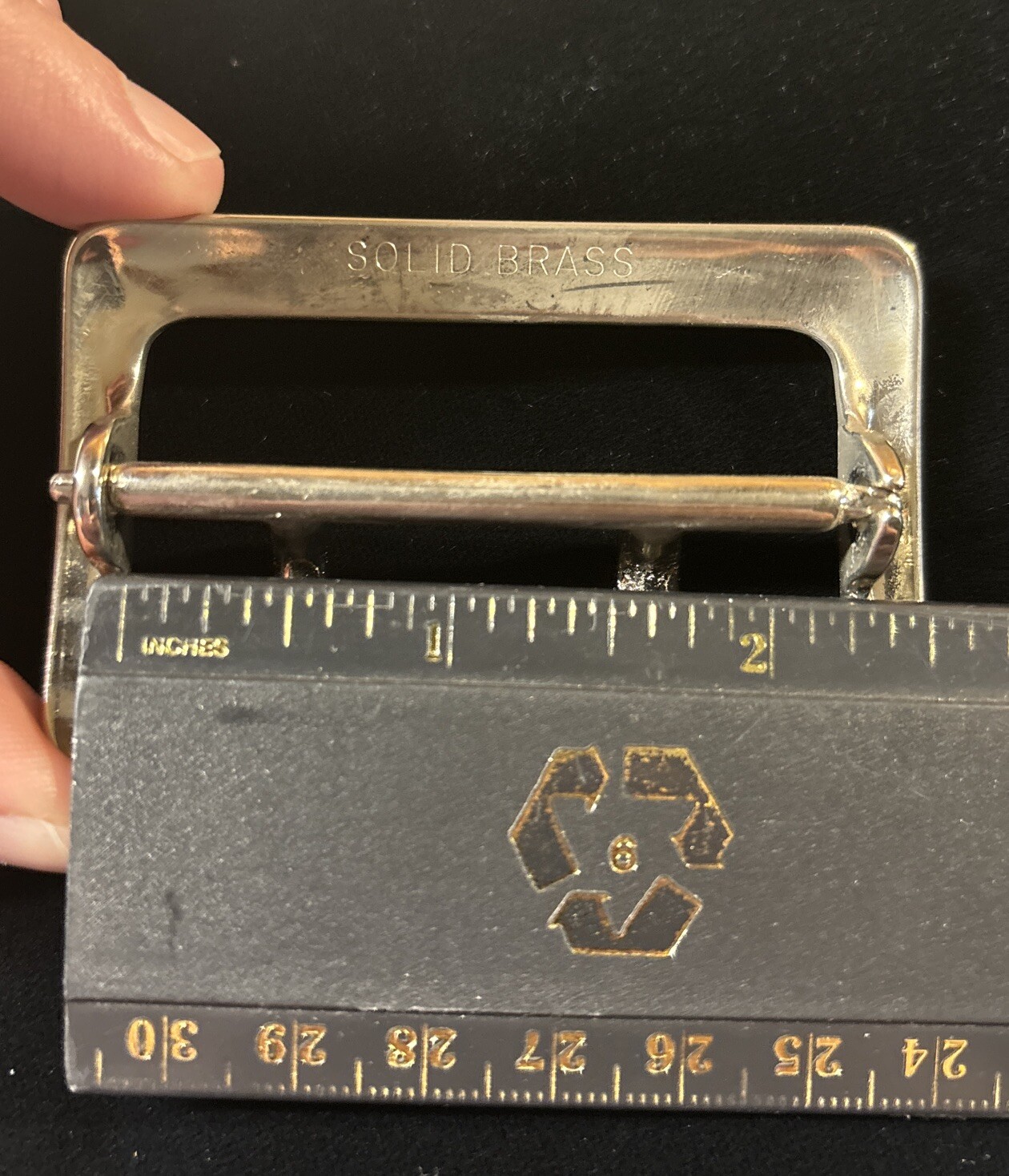Vintage Solid Brass Chrome Plated 2.25” Double Prong Duty Belt Buckle USA #1