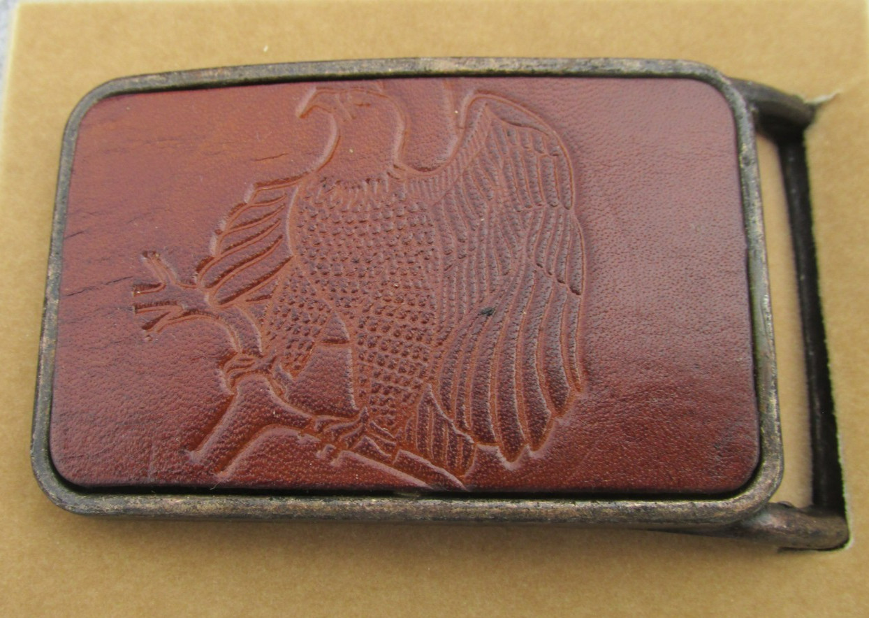 Vintage Leather insert belt buckle Eagle on a branch design