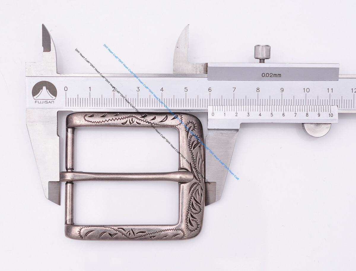 Retro Flower Carved Vintage Silver Prong Pin Buckle Men Leather Belt Buckle 40mm
