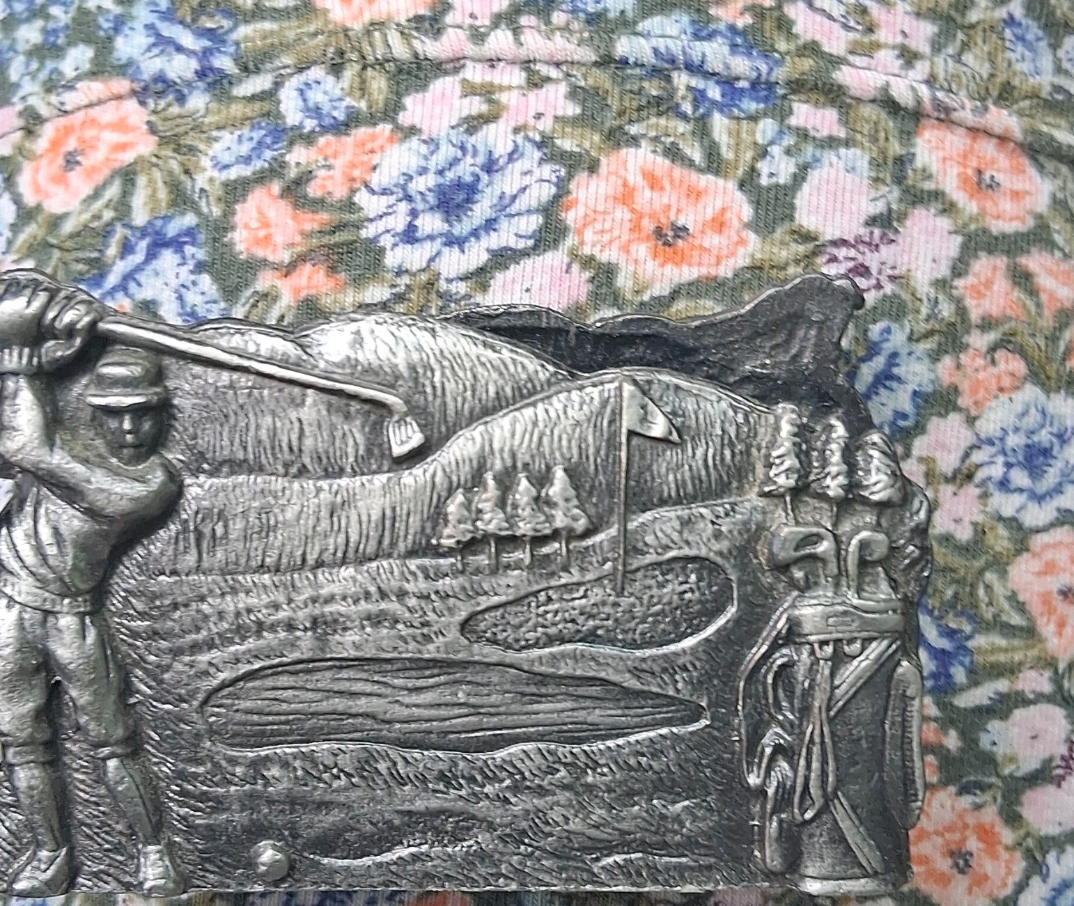 Silver 3D Golf Sports Theme Metal Western Belt Buckle for Men with Buckle Accent