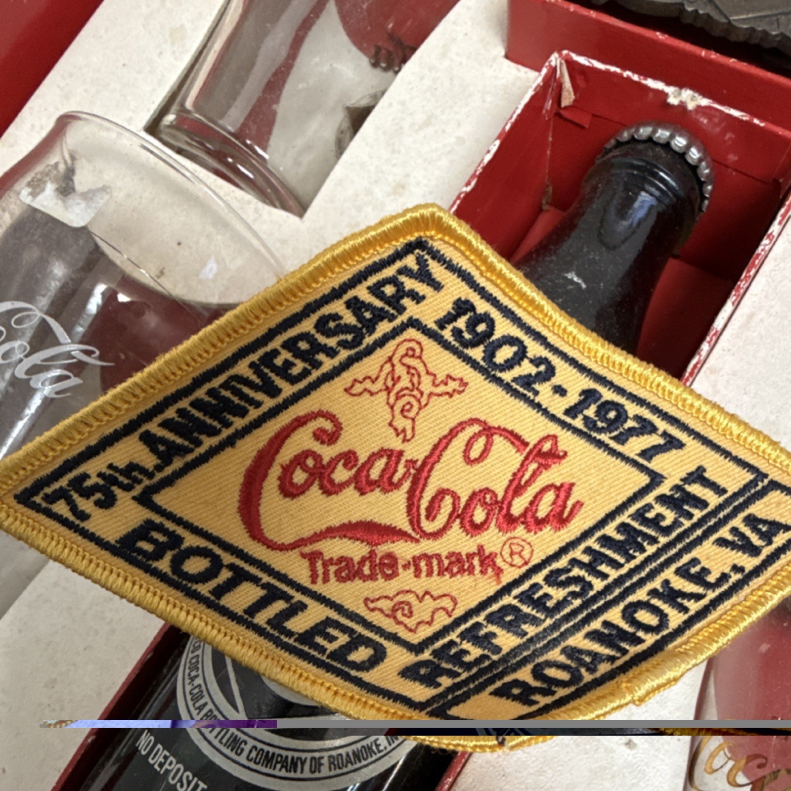 Coca-Cola 75th Anniversary Vintage Brass Bronze Rectangular Belt Buckle 1976