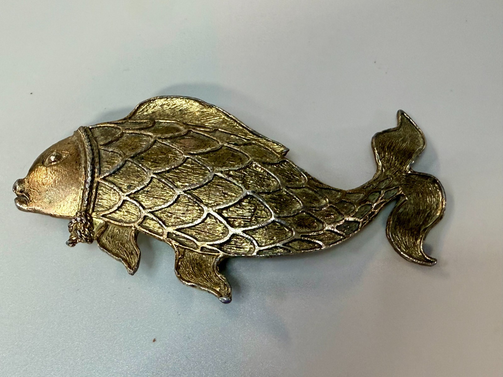 Japanese Koi Fish Symbol Luck Prosperity Good Fortune Huge Figural Belt Buckle