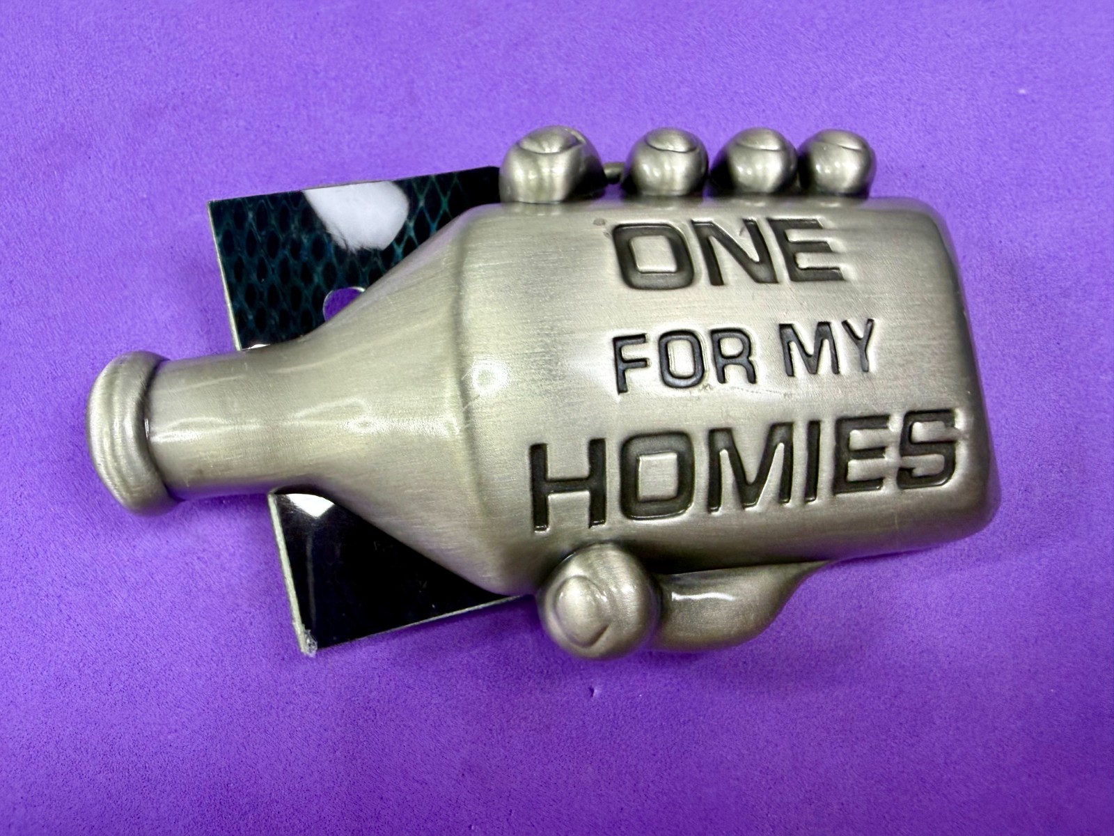 One For My Homies Bottle Novelty Cutout Silver Moon Belt Buckle New With Tags