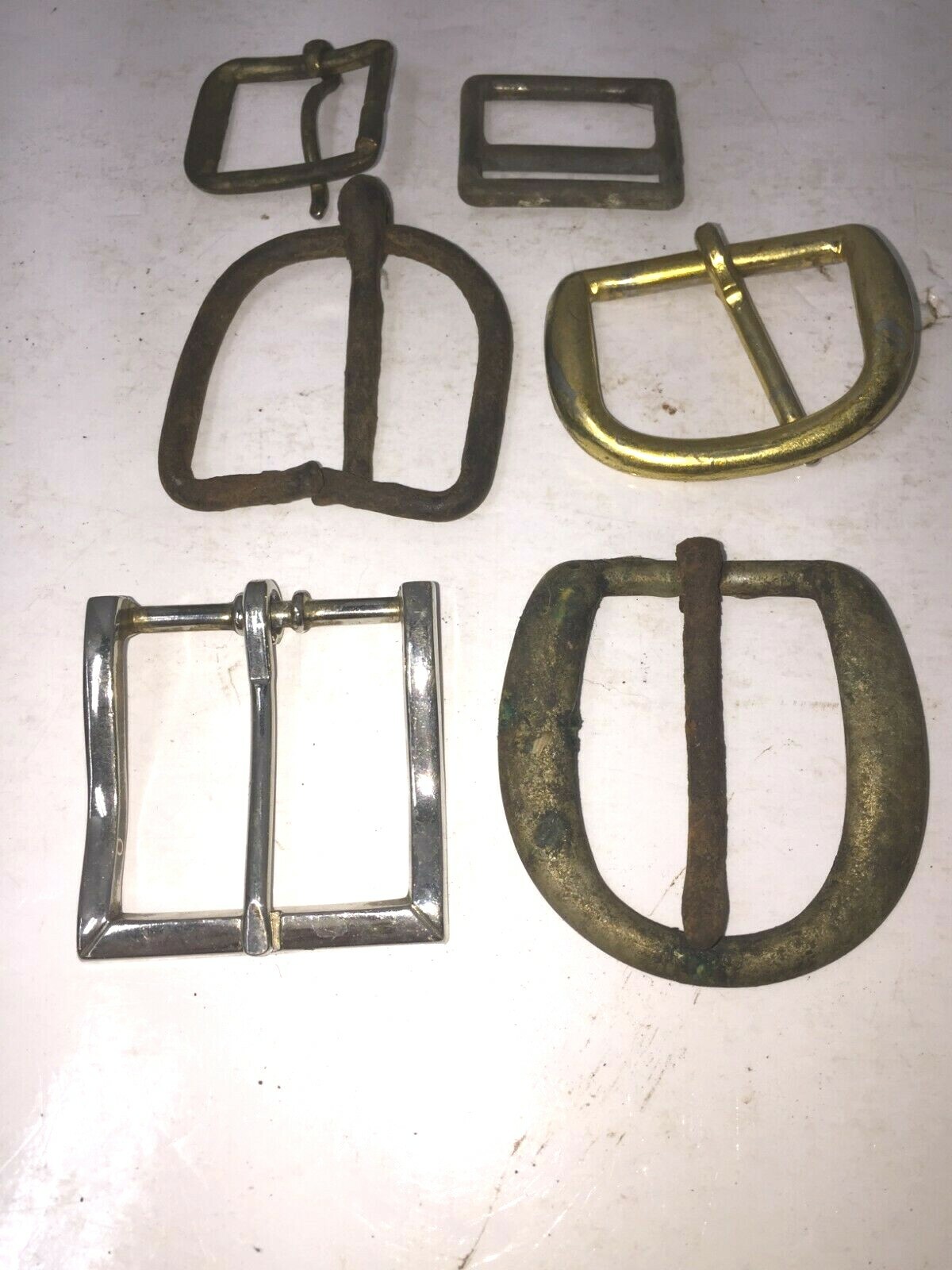 6 pcs Vintage Various Size Rusty Standard Belt Buckles Patina Crafts Welding Art