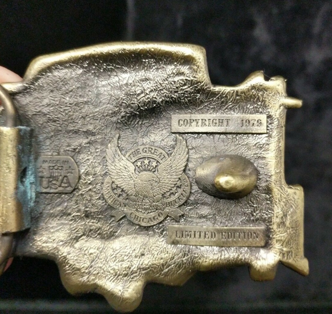 Vintage 1979 Belt Buckle Great American Buckle Co Train Car Signed Limited #