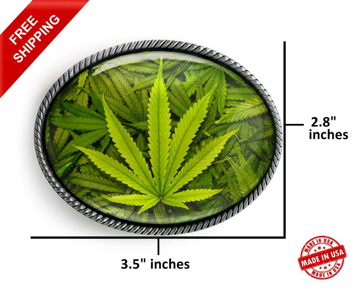 Marijuana Belt Buckle – High Times Weed Pot Leaf Handmade Accessory Gift – 730
