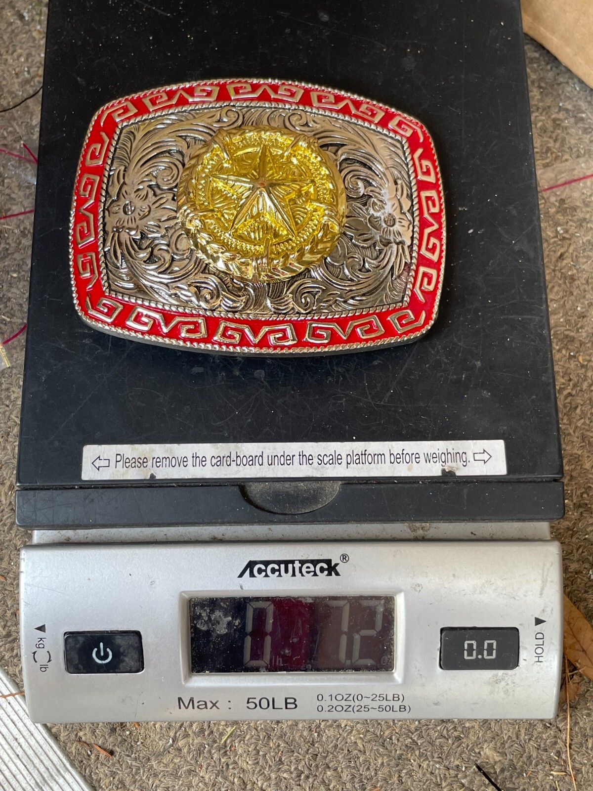 Western Buckle Gold Silver Red Texas Star Cowboy 2 » Hebilla Vaquero Estrella