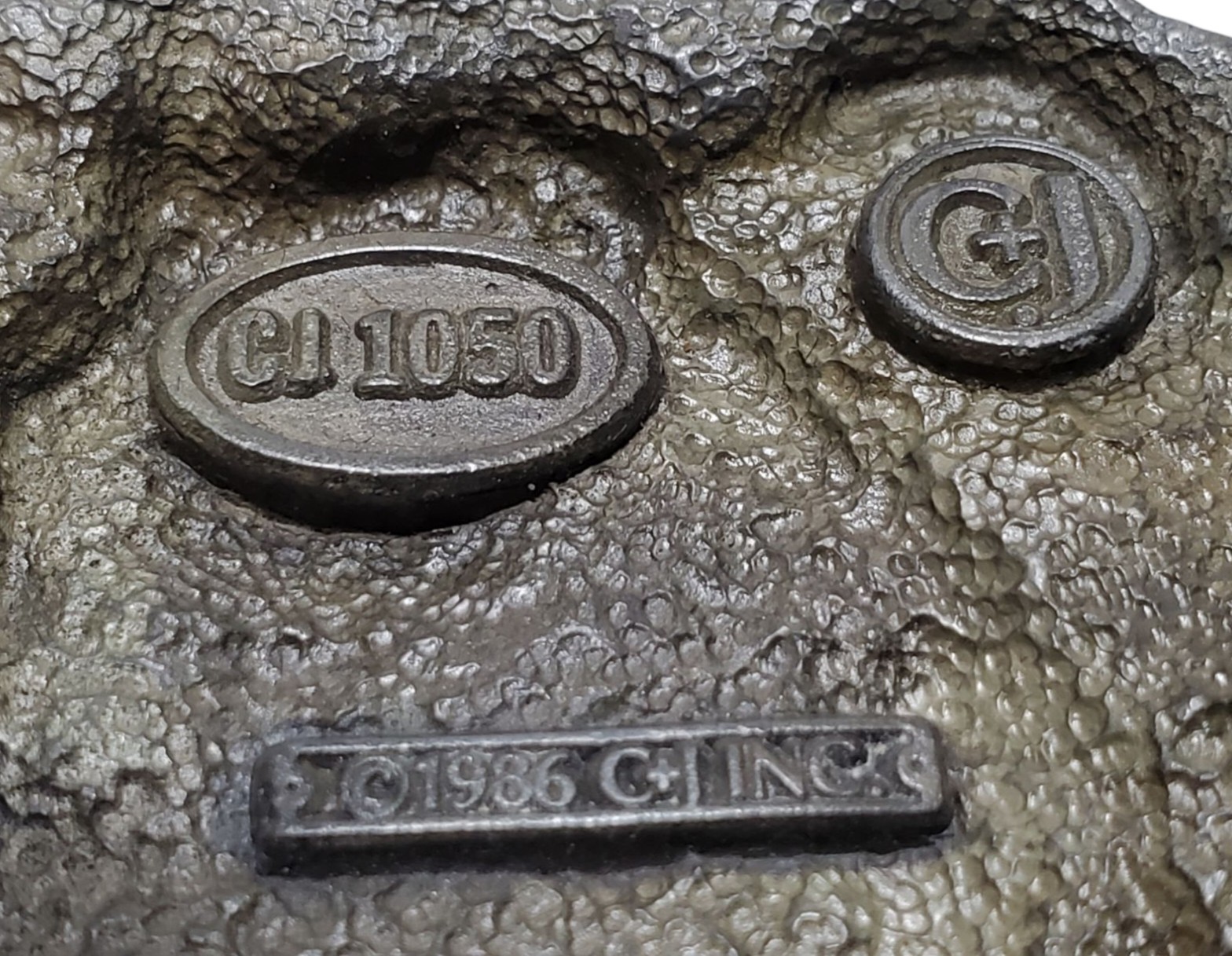 Vtg C&J Pewter Belt Buckle CJ 1050 Steam Train Locomotive Railroad 1986 USA