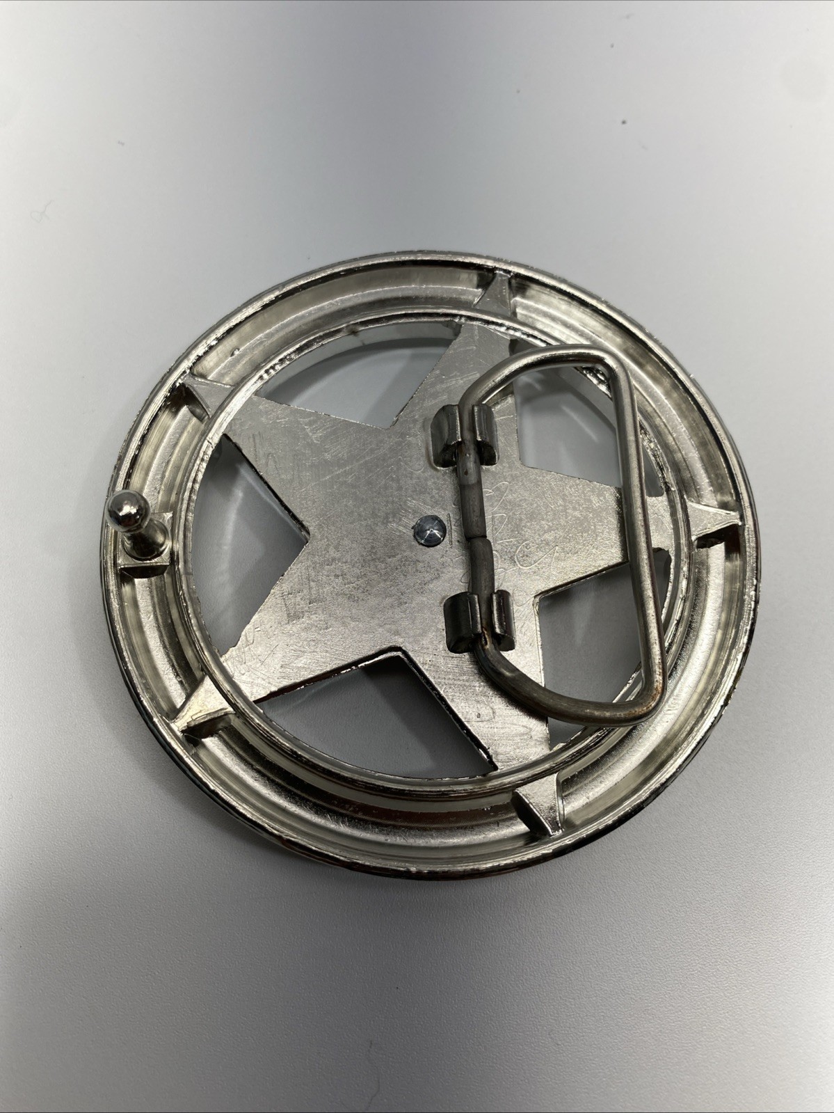 Chrome Sheriff’s Star / Texas Star Belt Buckle Metal Cowboy Western Biker