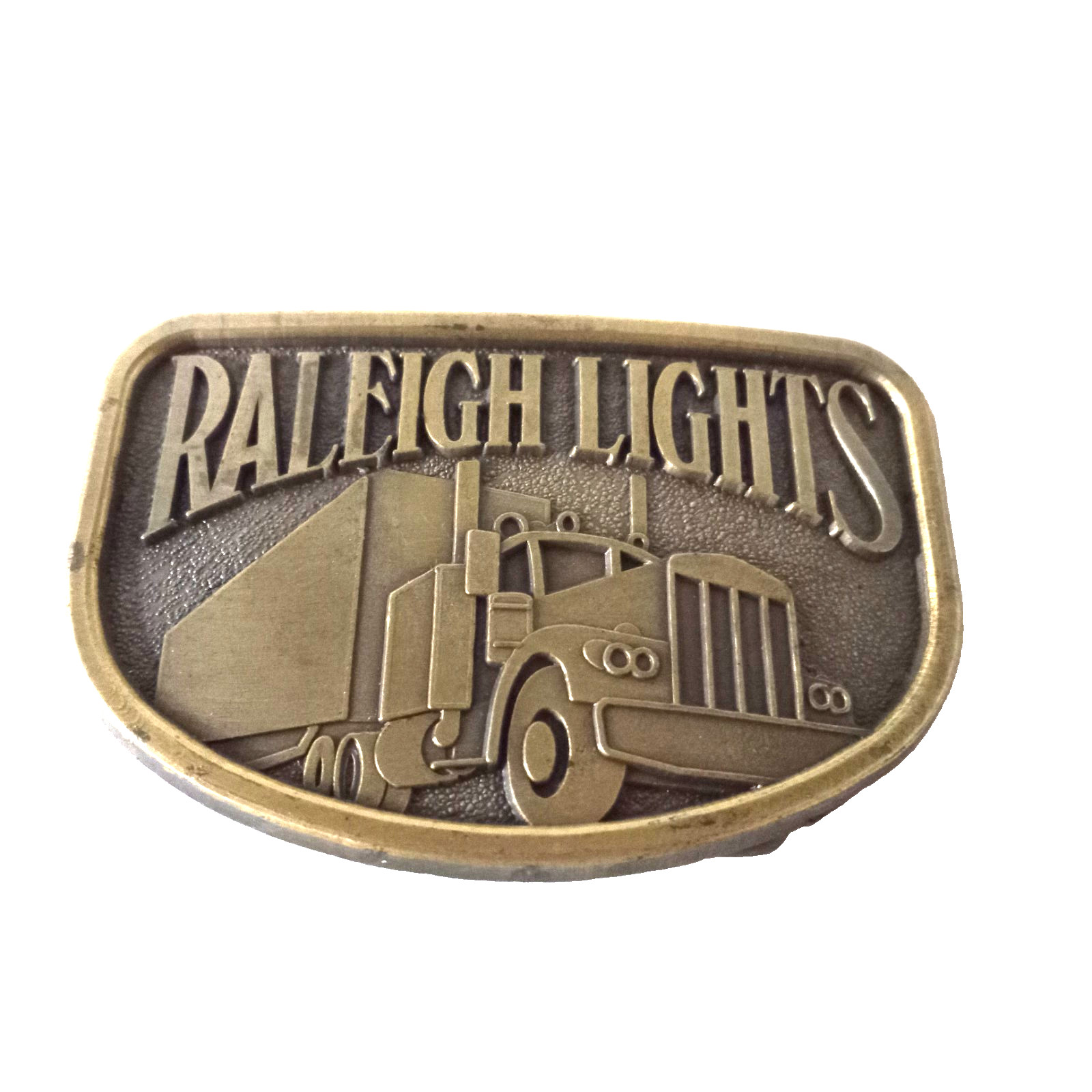 Vintage Raleigh Lights Cigarettes Pewter Belt Buckle Trucker 1980s Tobacco