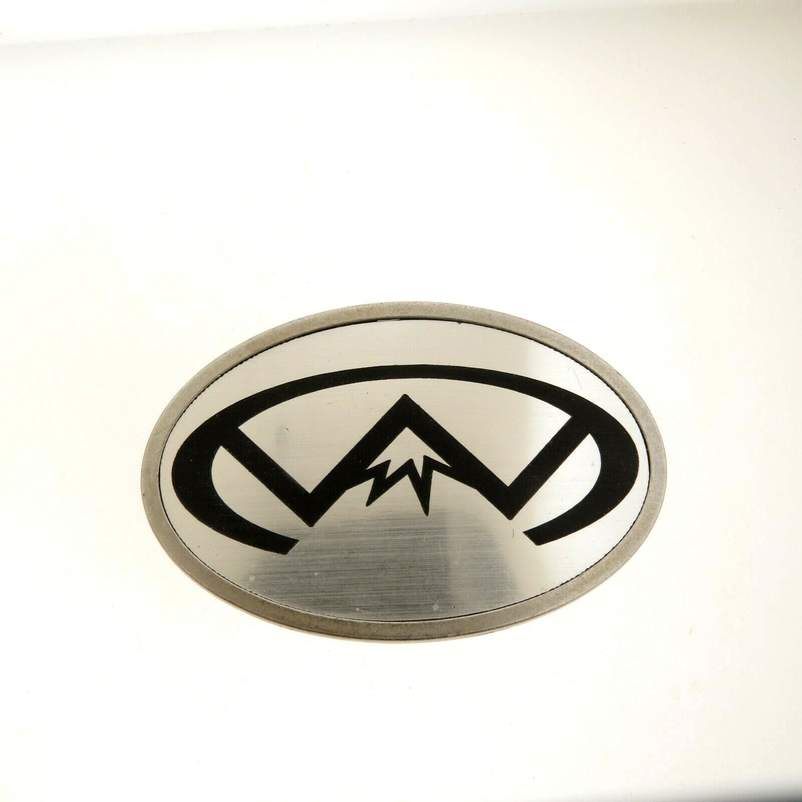 M Logo Oval Large Silver Belt Buckle 2.75×4&Prime;
