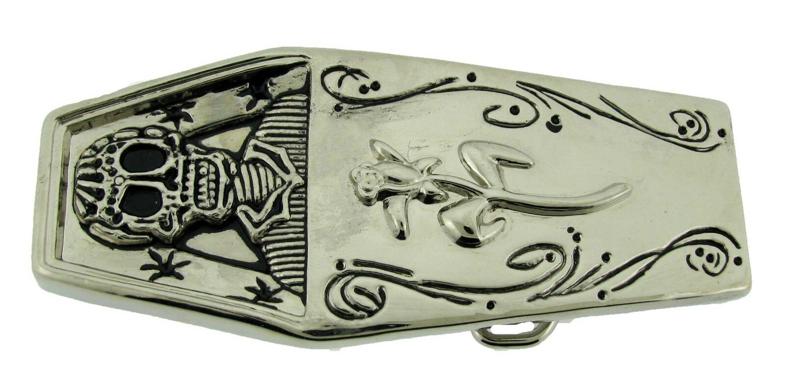 Silver Coffin Casket Skull Belt Buckle Rock Rebel HalloweenTribal Gothic Tattoo