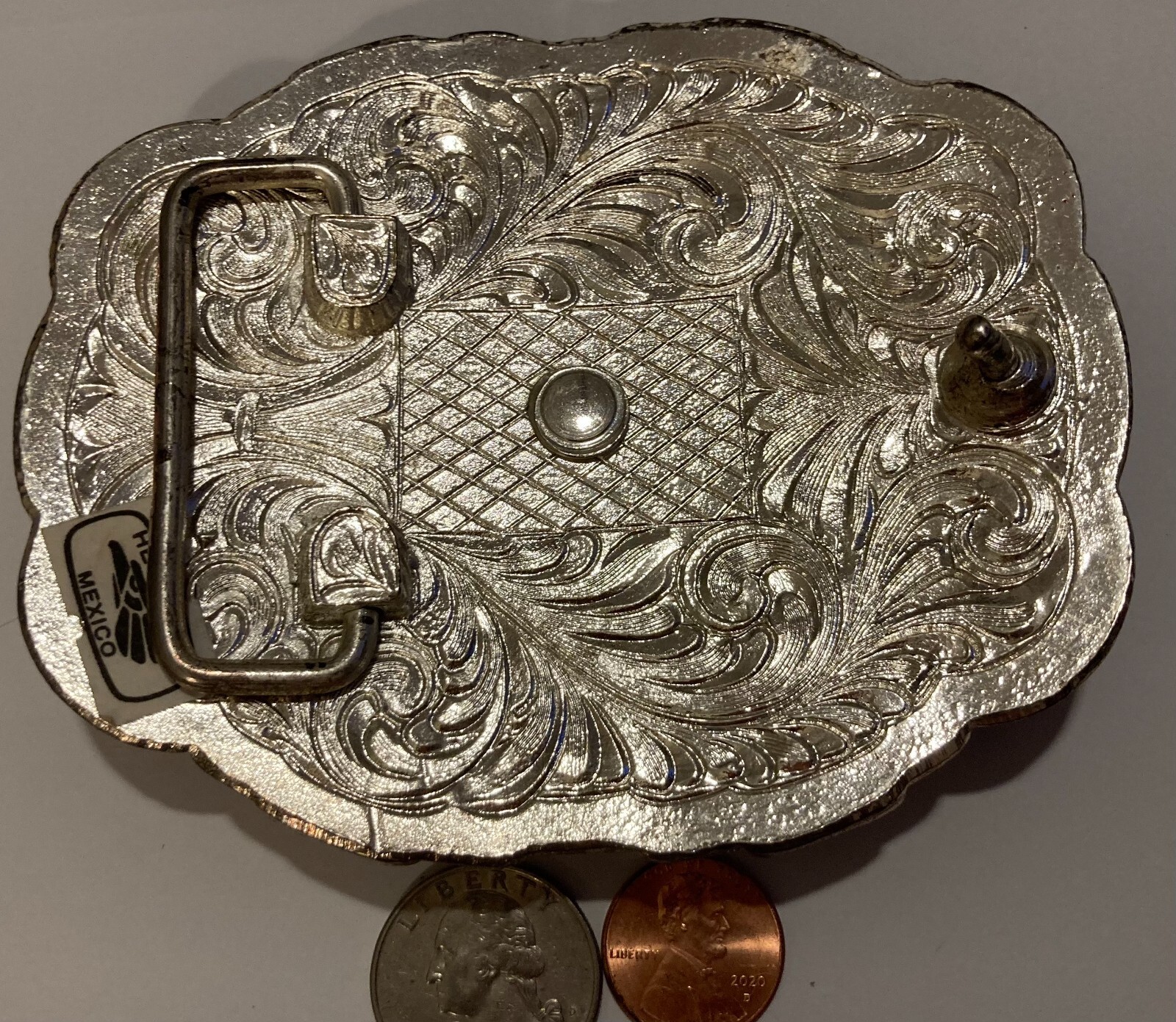 Vintage Metal Belt Buckle, Cowboy, 3 Horse Heads, Horse, Mexico, Texas, Big Size