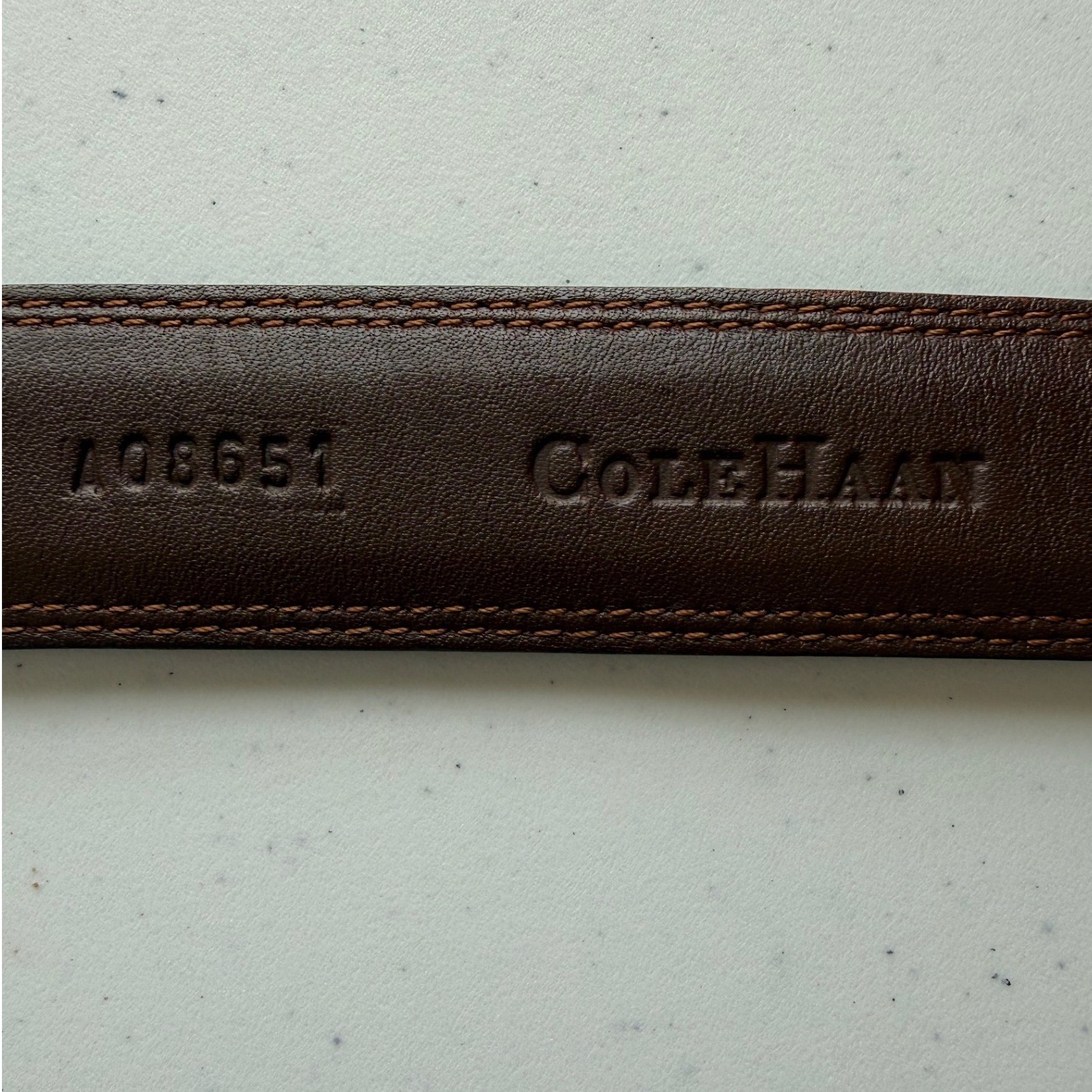 Cole Haan Mens Black Pebble Leather Belt Silver Nickel Buckle Size 40/100