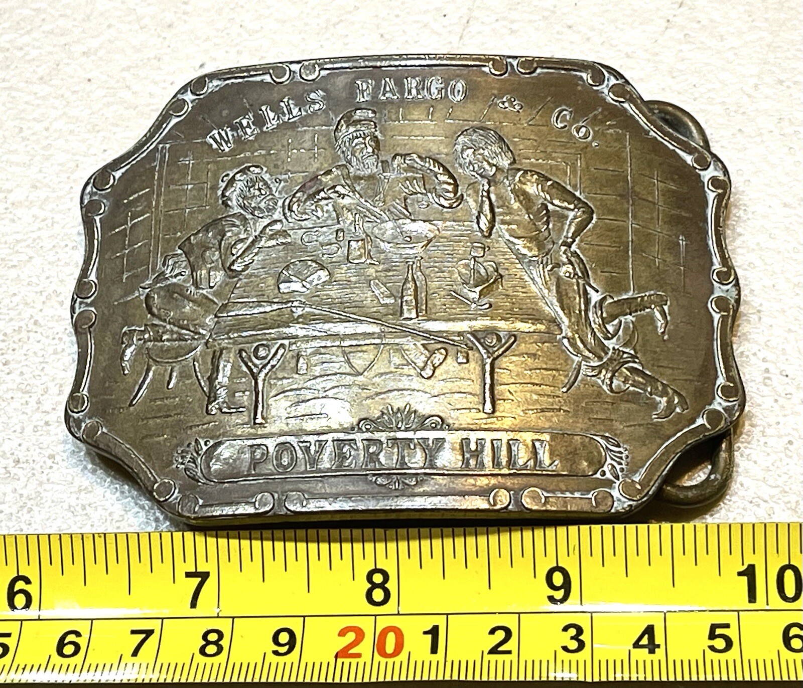 Vintage Antique Tiffany Solid Brass Relief Cowboy Fancy Belt Buckle