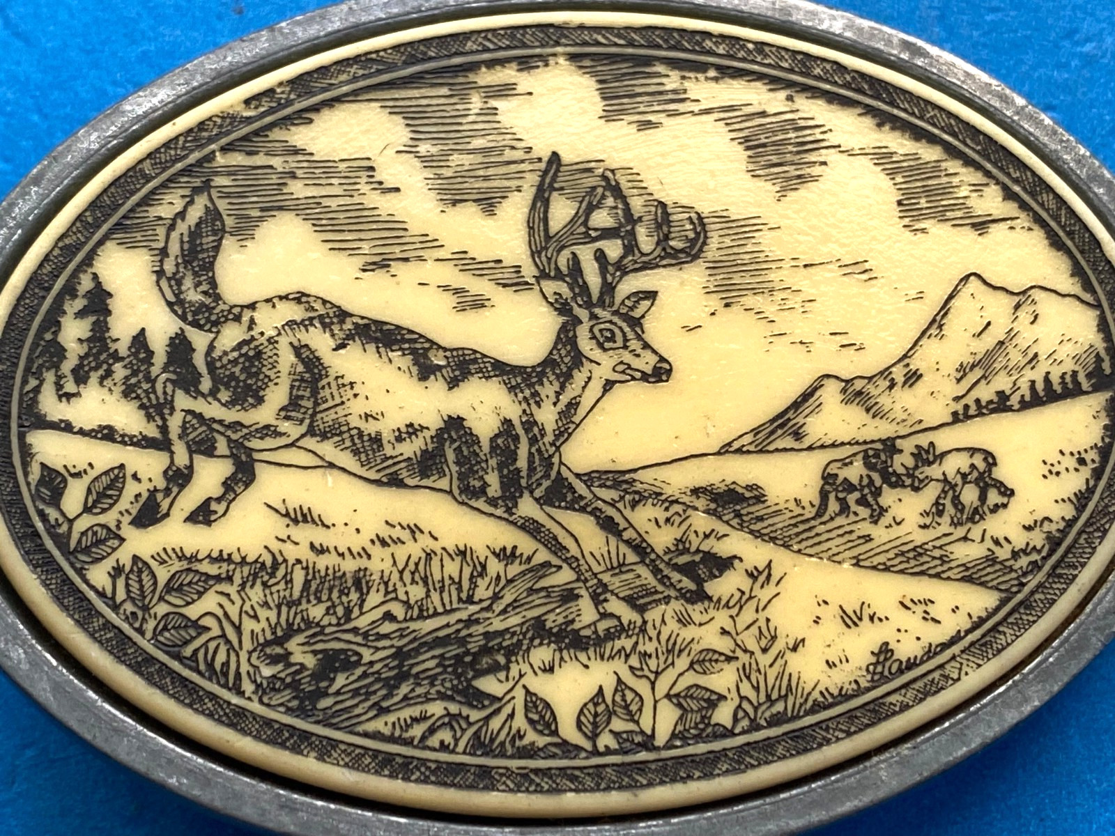Vintage Deer Buck Hunting Belt Buckle Alaska Canada