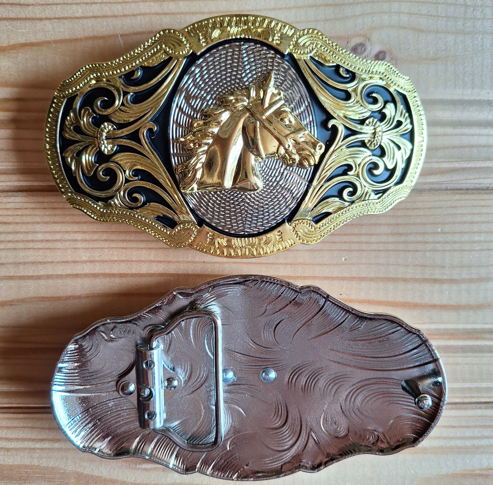 BIG Horse western country gold & silver & black belt buckle (choice designs)