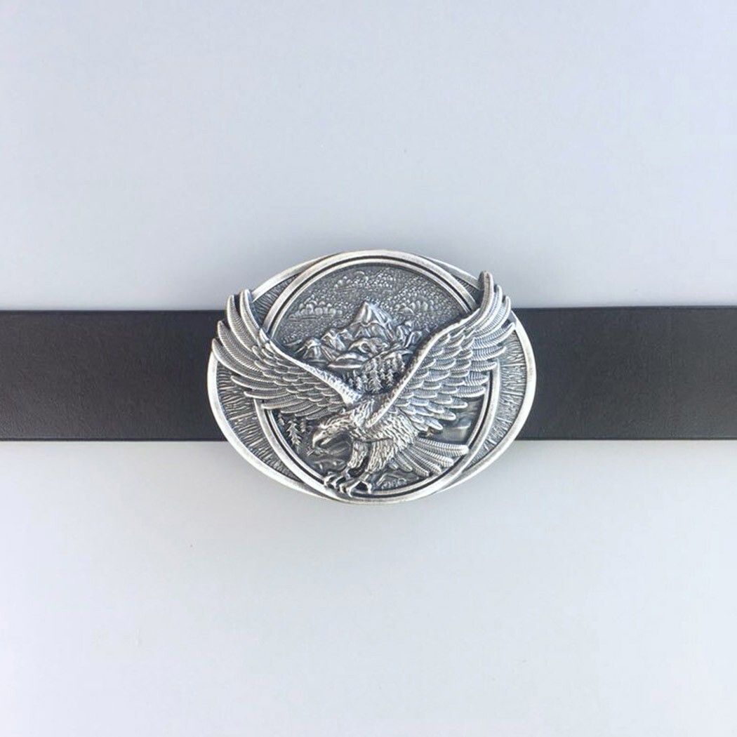 Vintage Silver Plated Eagle Oval Western Belt Buckle Boucle Boucle de ceinture