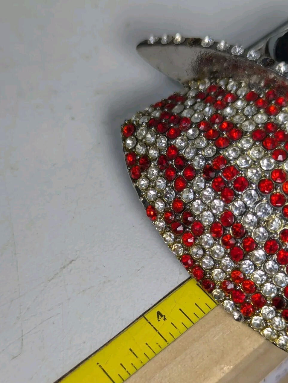 « FL&B » Scull Top Hat Belt Buckle Sliver Red Rhinestone
