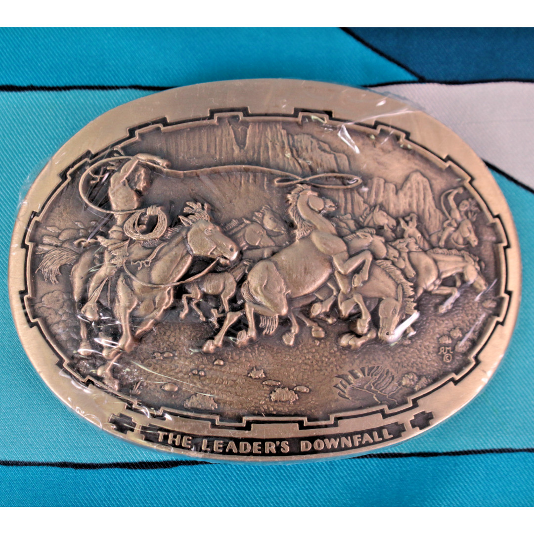 VTG 80s The Leader&rsquo;s Downfall Western Heritage Collection Belt Buckle