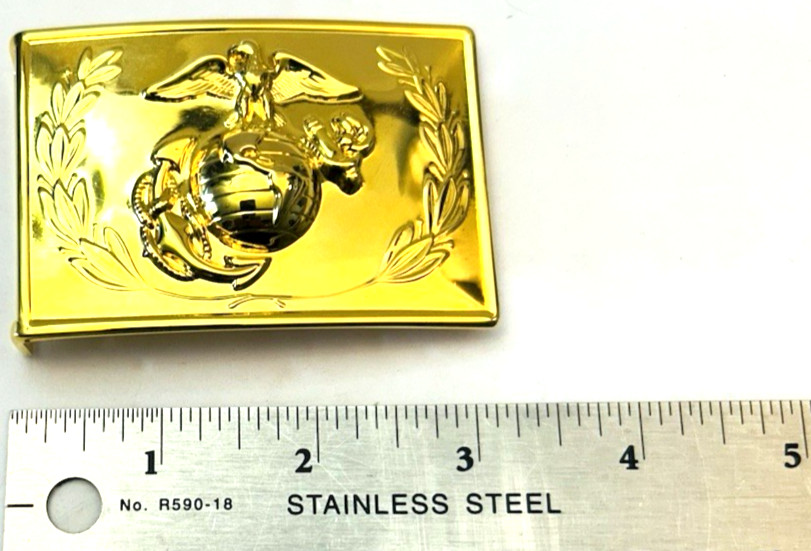USMC Marine Corps Officers&rsquo; Equipment Company Gold Toned Belt Buckle EGA USA