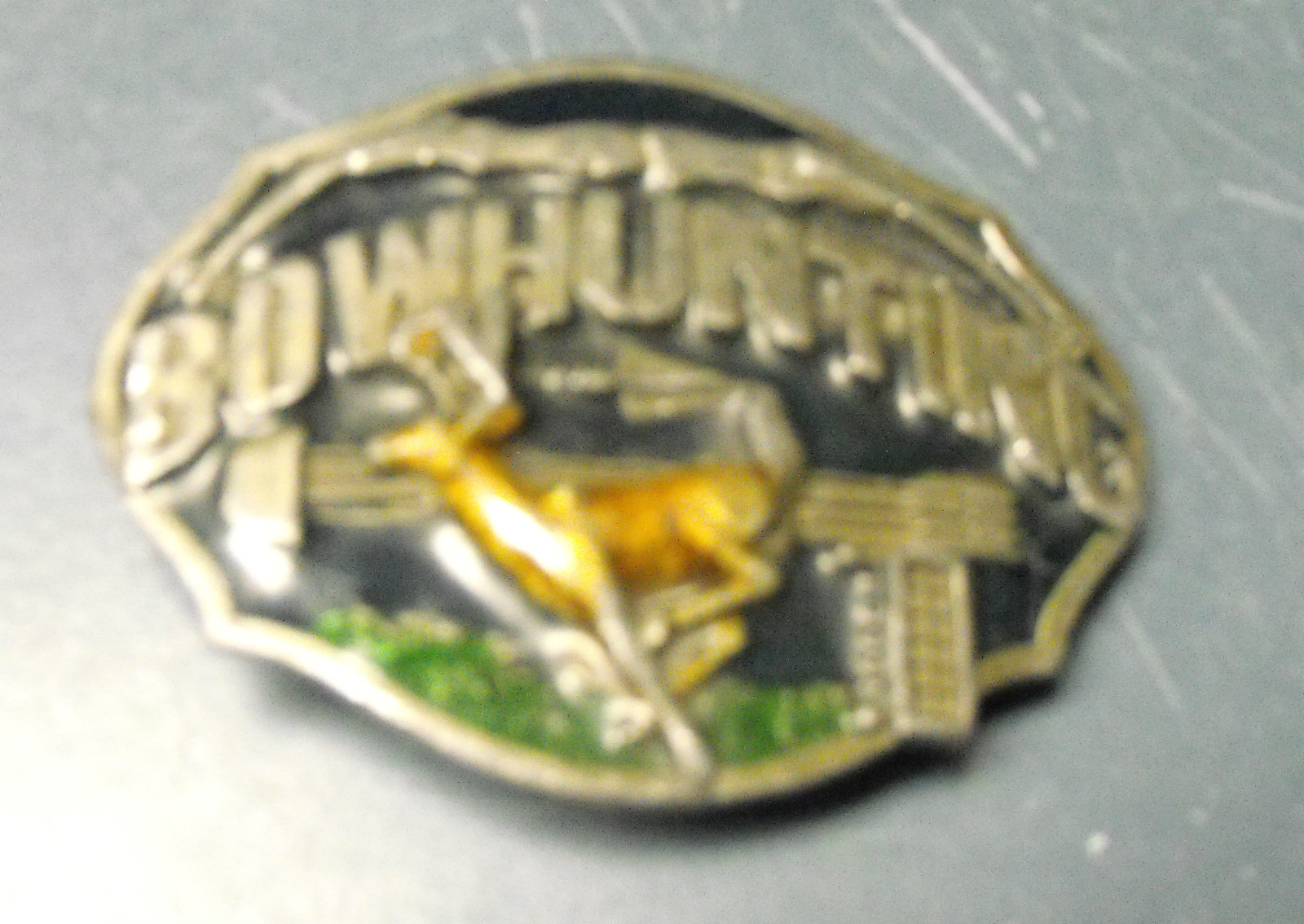 VINTAGE 1987 SISKIYOU DEER BOWHUNTING BELT BUCKLE PEWTER 3 1/4&Prime; X 2 1/2&Prime;