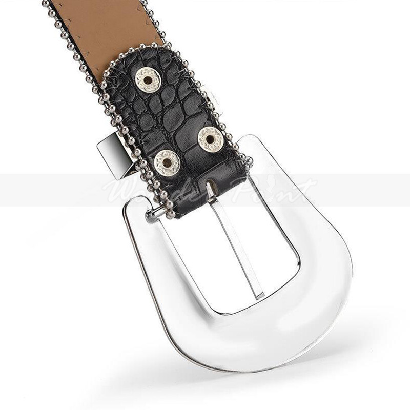 Men Western Rhinestone Studded Belt Punk Cowgirl Cowboy Crystal Belt for Women