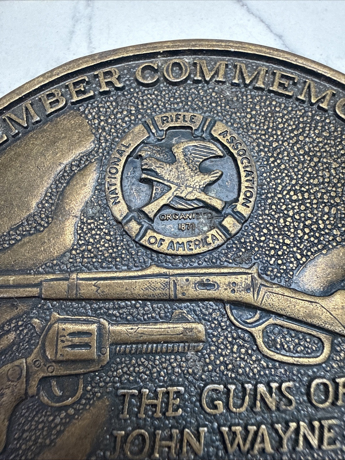 NRA Member Commemorative Brass Belt Buckle, “The Guns Of John Wayne.”